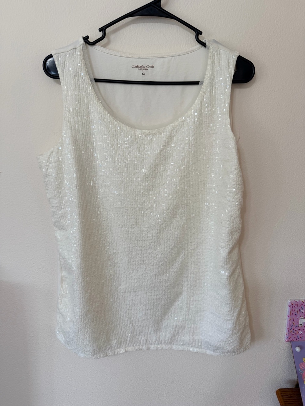 Cold water Creek off white sequin tank top